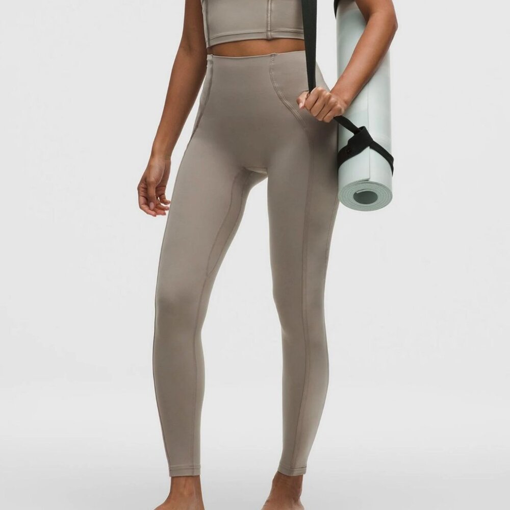 NWT lululemon Align™ No Line High-Rise Pant 28" Satin | Warm Ash Grey | Size 14